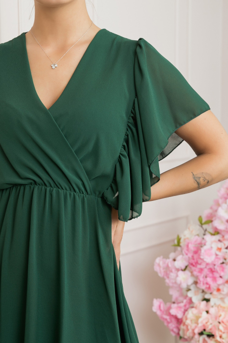 Rochie verde cu volane si maneci fluture [2]
