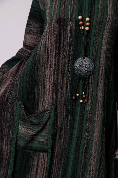 Rochie verde in degrade boho chic cu baza asimetrica [2]