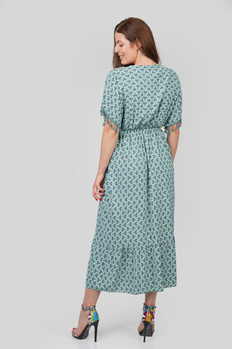 Rochie verde mint cu ciucuri si model mandala [4]
