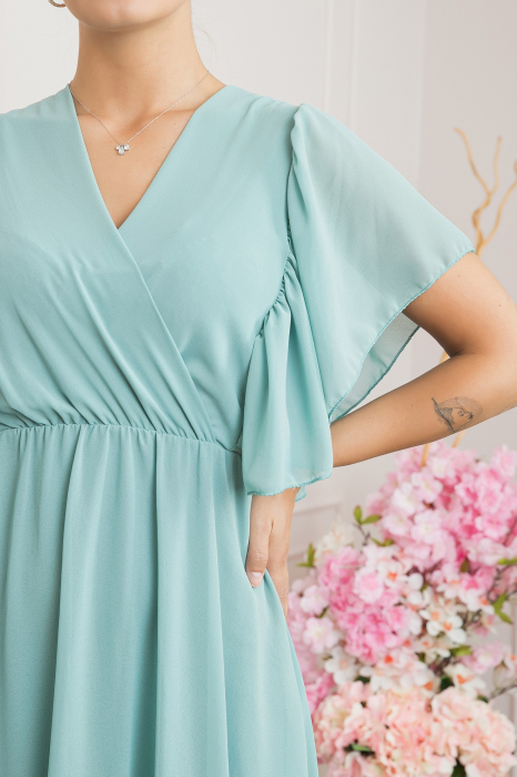 Rochie verde mint cu volane si maneci fluture [2]