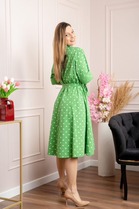 Rochie verde tip camasa cu buline [3]