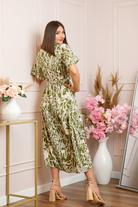 Rochie Victoria petrecuta cu croi asimetric - Kaki [3]