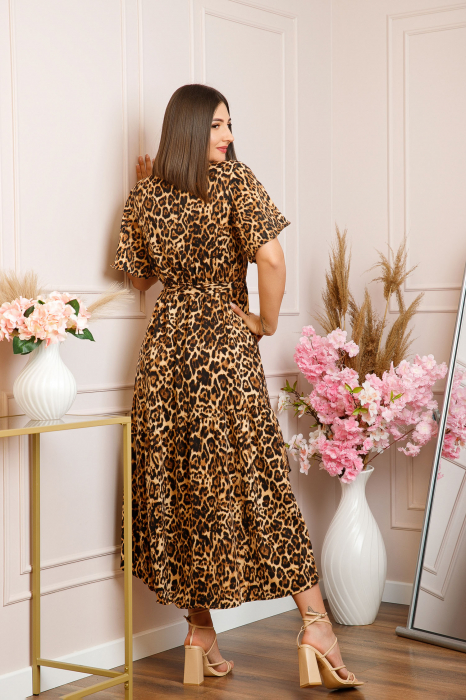 Rochie Victoria petrecuta cu croi asimetric - Leopard Sable [3]