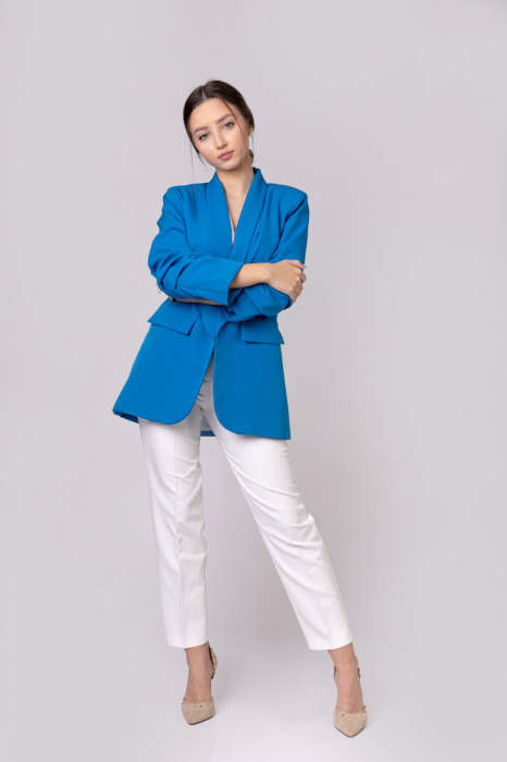 Sacou albastru cu maneci incretite [4]