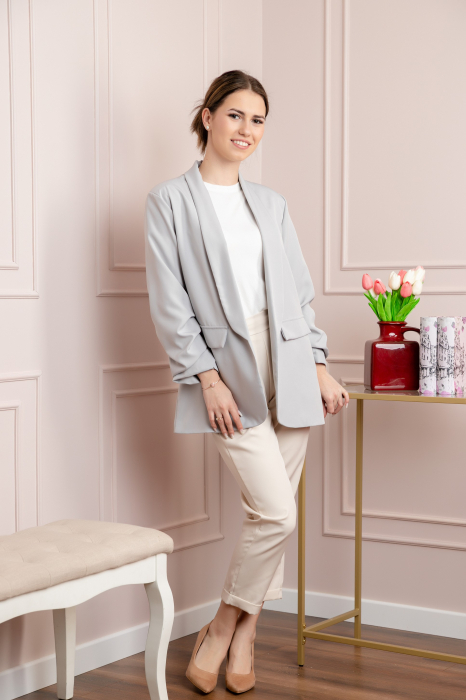 Sacou gri cu maneci incretite [4]