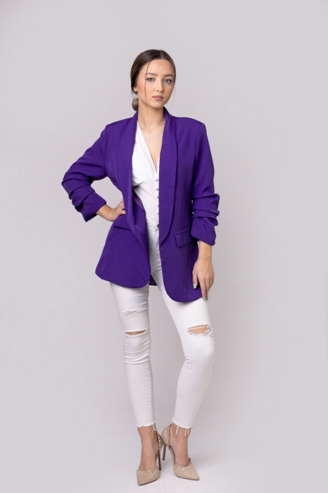 Sacou mov cu maneci incretite [4]