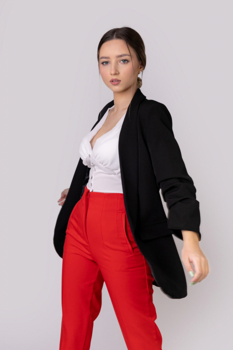 Sacou negru cu maneci incretite [4]