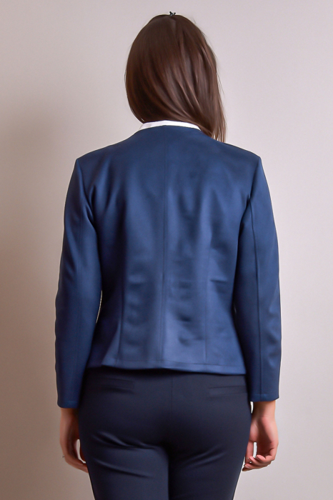 Sacou office bleumarin cu decolteu rotund [7]