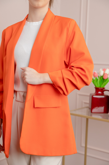 Sacou orange cu maneci incretite [2]