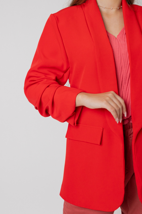 Sacou rosu cu maneci incretite [2]