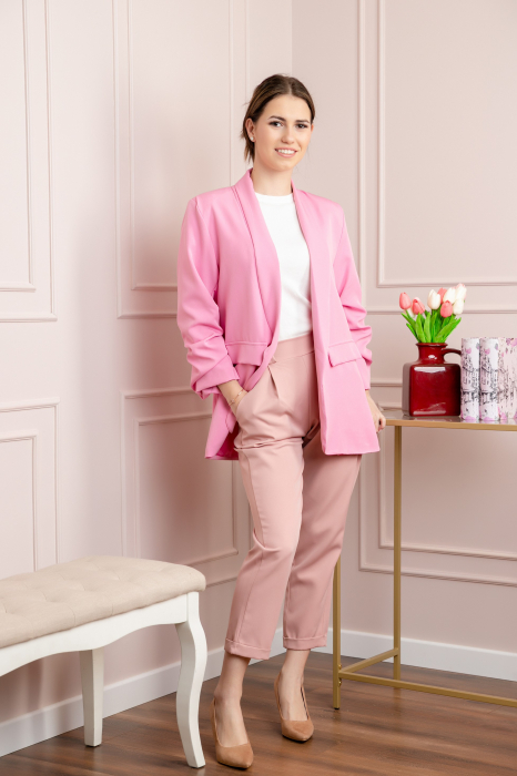 Sacou roz cu maneci incretite [4]