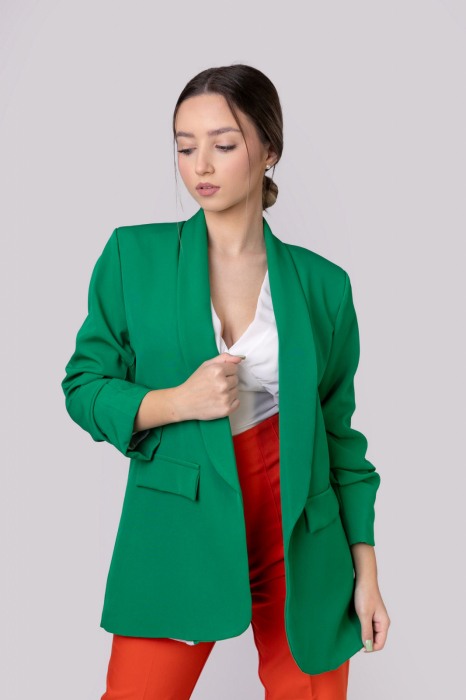 Sacou verde smarald cu maneci incretite [3]