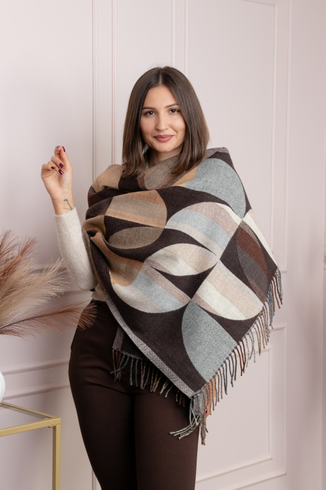 Sal dama maro cu imprimeu geometric si franjuri Carly [2]