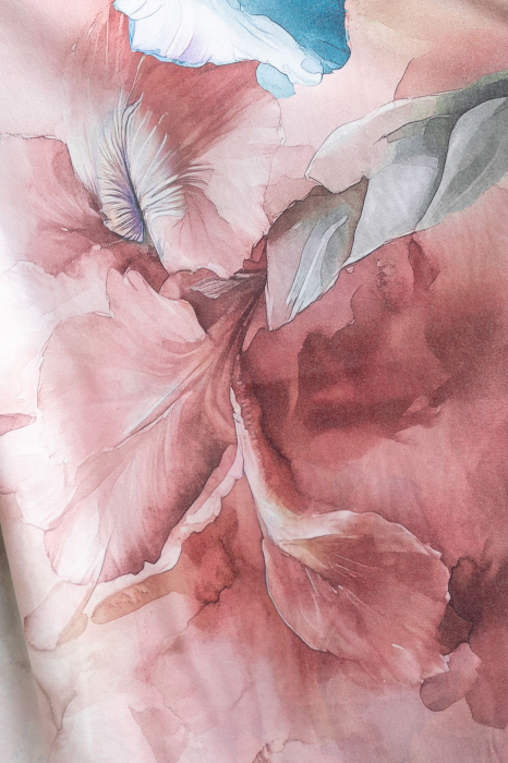 Sal dama roz vintage cu imprimeu floral si franjuri Debra [2]