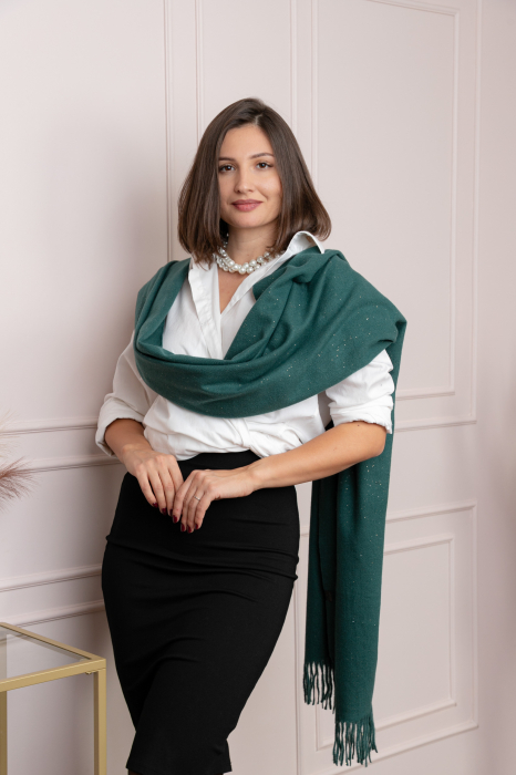 Sal dama verde cu sclipici fin si franjuri Crystal [2]