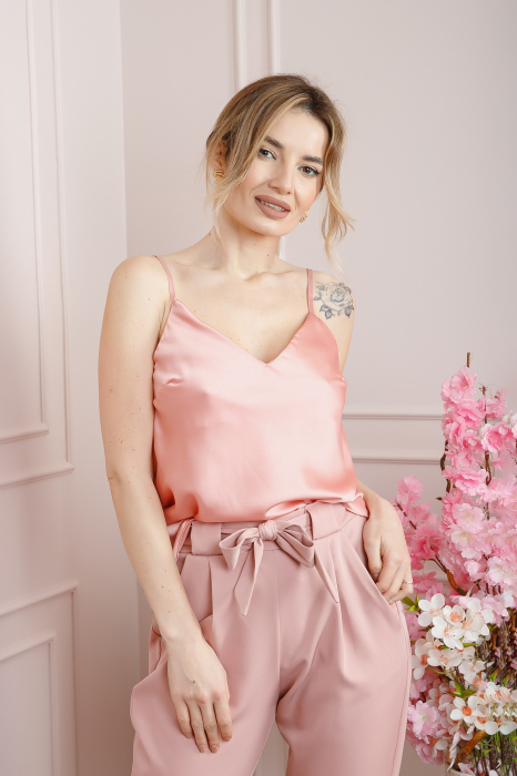Top roz piersica elegant cu bretele reglabile [3]