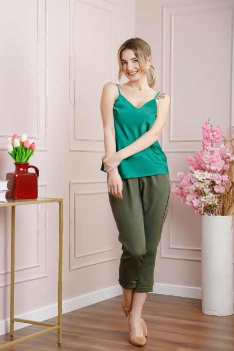 Top verde smarald elegant cu bretele reglabile [4]