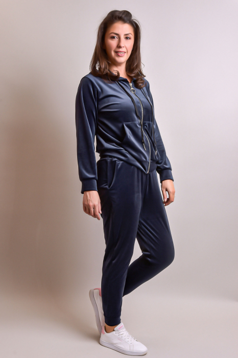 Trening oversized bleumarin din catifea [4]