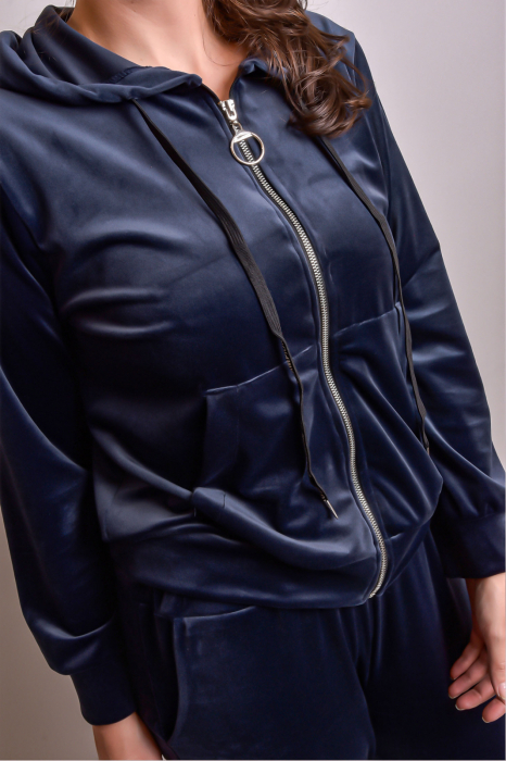 Trening oversized bleumarin din catifea [2]
