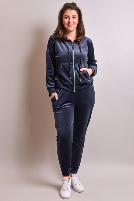 Trening oversized bleumarin din catifea [3]