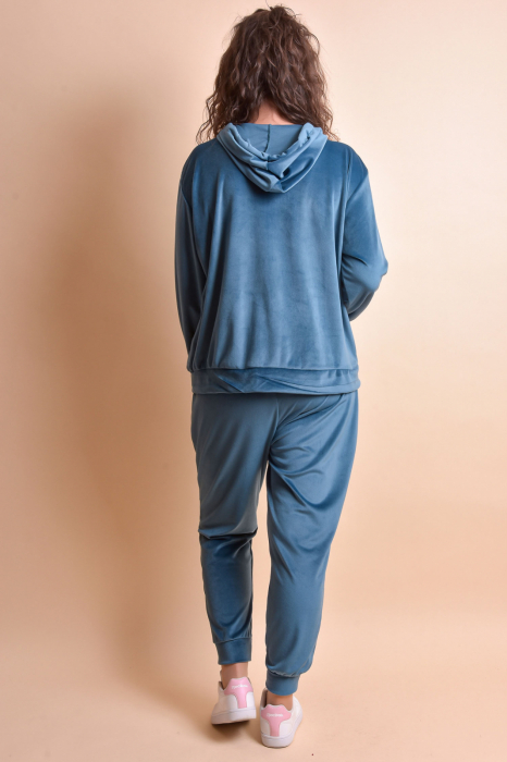 Trening oversized albastru din catifea [5]