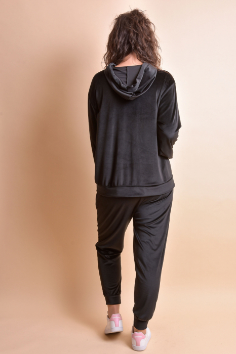 Trening oversized negru din catifea [6]