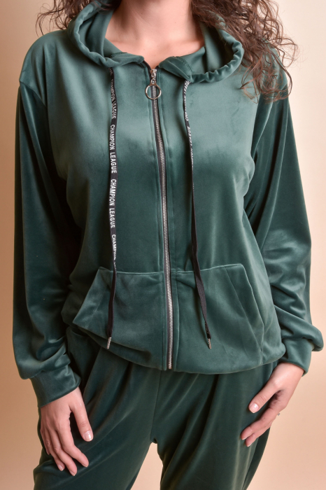 Trening oversized verde din catifea [2]