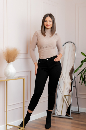 Blugi negri cu talie inalta si croi conic Jenna [4]
