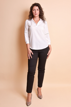 Bluza alba cu dantela pe maneca [5]