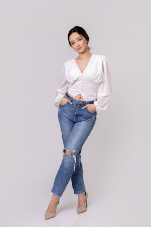 Bluza alba cu maneci bufante [3]