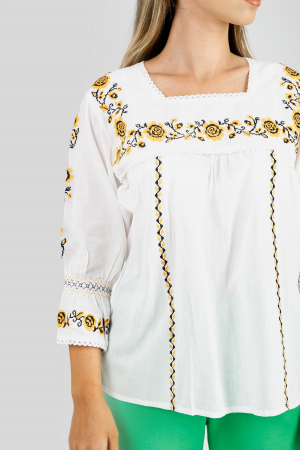 Bluza alba cu motiv floral galben Isabela 02 [1]