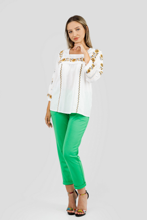 Bluza alba cu motiv floral galben Isabela 02 [3]