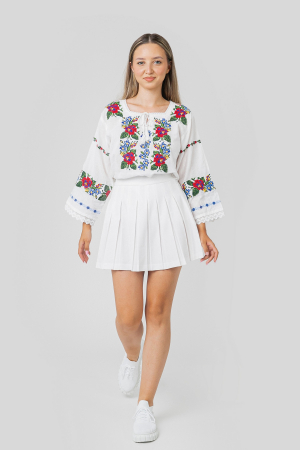 Bluza alba cu motiv floral multicolor Alina [3]