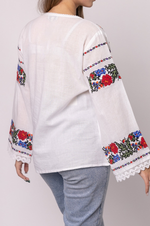 Bluza alba cu motiv floral multicolor Clarisa - maneca lunga [2]
