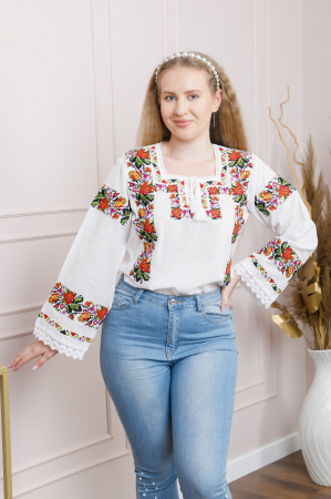 Bluza alba cu motiv floral multicolor Mirabela [3]