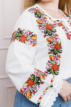 Bluza alba cu motiv floral multicolor Mirabela [1]