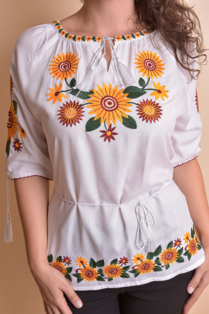 Bluza alba cu motiv floral multicolor Catrinel 05 [1]