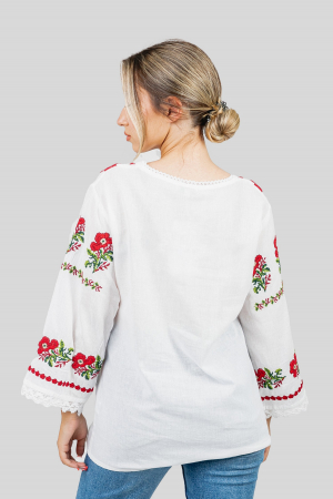 Bluza alba cu motiv floral rosu Amelia [2]
