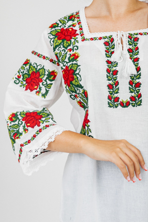 Bluza alba cu motiv floral rosu Anais [1]