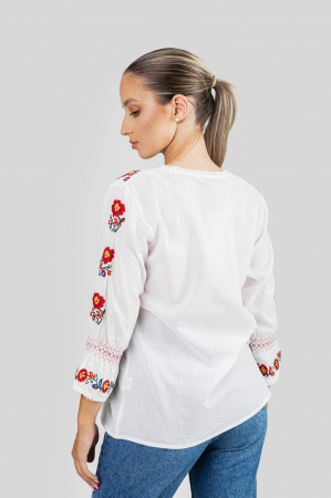 Bluza alba cu motiv floral rosu Isabela 01 [2]