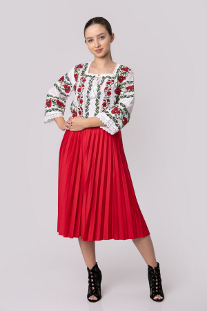 Bluza alba cu motiv floral rosu Luana [3]