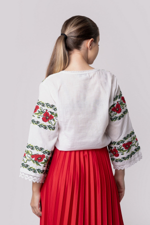 Bluza alba cu motiv floral rosu Luana [2]