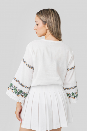 Bluza alba cu motiv floral verde Vera [2]