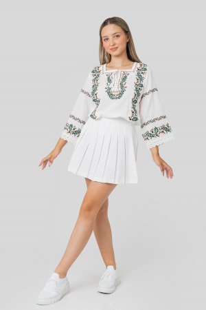 Bluza alba cu motiv floral verde Vera [3]