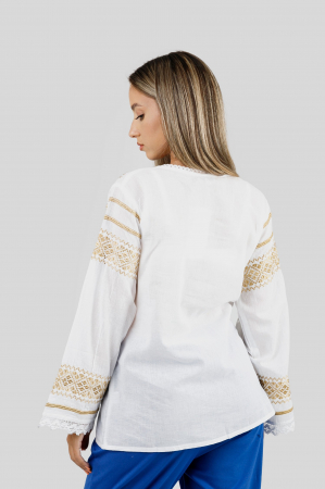 Bluza alba cu motiv geometric auriu Dora 01 [2]