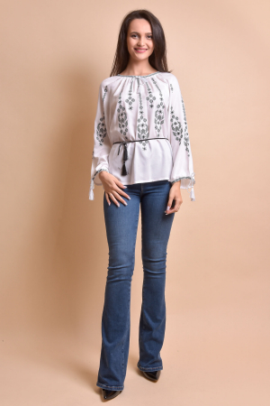 Bluza alba cu motiv geometric negru Iosefina 01 [3]