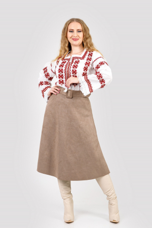 Bluza alba cu motiv geometric rosu Despina [3]