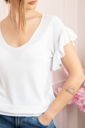 Bluza alba cu volanas la maneci [1]
