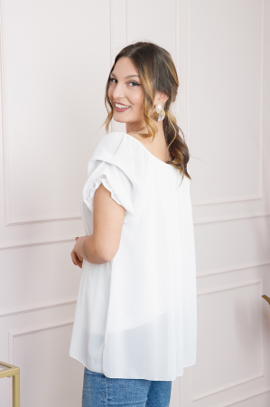 Bluza alba din voal cu maneci bufante [2]