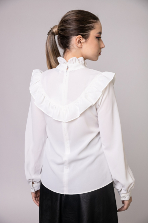 Bluza alba eleganta cu volane si fundita [3]